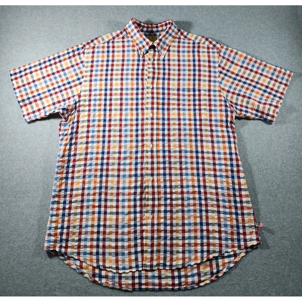 Duck Head Men's Shirt, Blue Red Plaid, Size XL, Short Sleeve